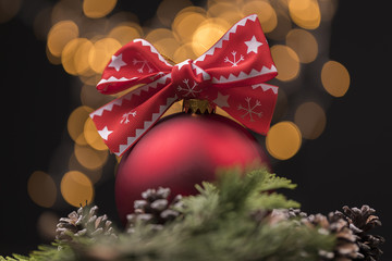 Composition of the Christmas decorations on black background