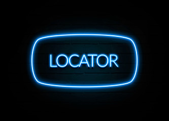Locator  - colorful Neon Sign on brickwall