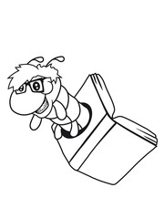 buch loch nerd geek hornbrille schlau intelligent freak bücherwurm lesen brille raupe schnecke kriechen schlange süß niedlich comic cartoon