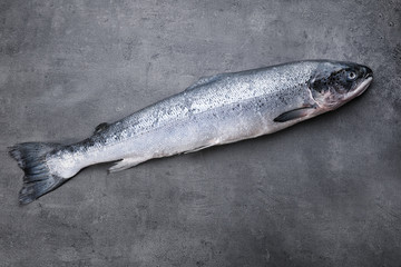 Fresh raw salmon on table