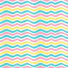 Seamless vector pattern in cute colors with waves and texture for wrapping paper and fabric design - 179351269