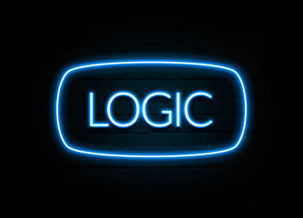 Logic  - colorful Neon Sign on brickwall