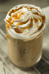 Sweet Homemade Caramel Iced Latte Coffee
