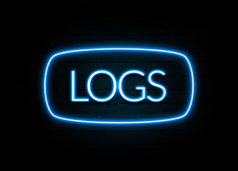 Logs  - colorful Neon Sign on brickwall