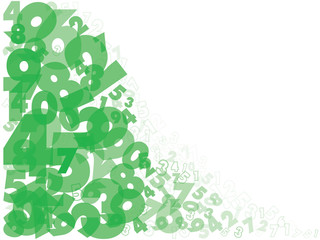 Abstract background with of numbers 0-9 Green.  on white background with copy space for add text message, Vector illustration