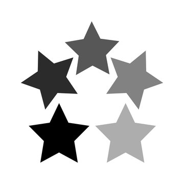 Set black stars isolated white background. Vector illustration
