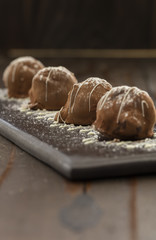 truffle chocolates on dark background