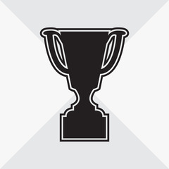 Cup icon. Black silhouette on gray background. Vector illustration