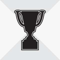 Cup icon. Black silhouette on gray background. Vector illustration