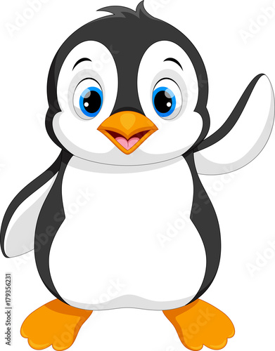 Download "Vector illustration of cute baby penguin cartoon waving ...