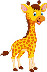 Obraz premium Cute giraffe cartoon isolated on white background