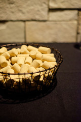 a bowl of corks