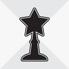 Cup star icon. Black silhouette on gray background. Vector illustration