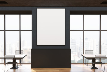 Black loft cafe inerior, poster