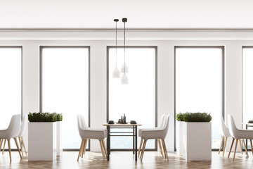 White loft cafe interior