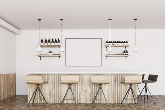 White and wooden bar, poster