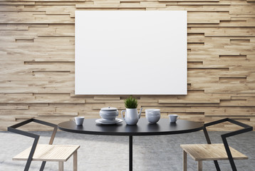 Light wood dining room interior, poster