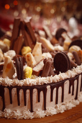 Incredibly many sweet desserts on the cake
