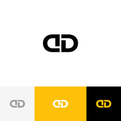 DD vector monogram. Logo, icon, symbol, sign from letters d and d. Flat logotype design with yellow color for company or brand.