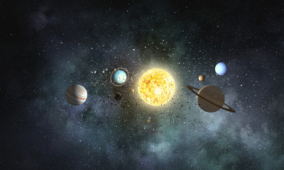 Fototapeta na wymiar Solar system planets . Mixed media