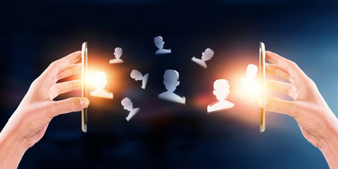 Devices connecting people . Mixed media