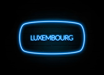 Luxembourg  - colorful Neon Sign on brickwall