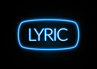 Lyric  - colorful Neon Sign on brickwall