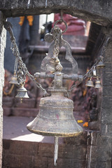 Bronze made big and small bells in a temple