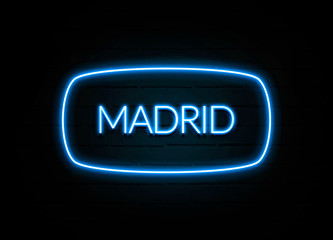 Madrid  - colorful Neon Sign on brickwall