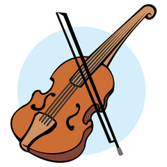 Fototapeta na wymiar Illustration of object musical instrument, violin. Ideal for educational and institutional educational materials