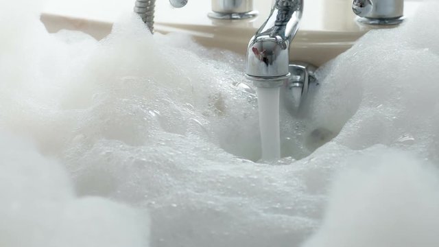 Bath is Filled with Fragrant Foam