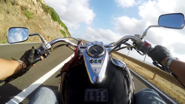 classic motorcycle getting to Alghero, Italy
