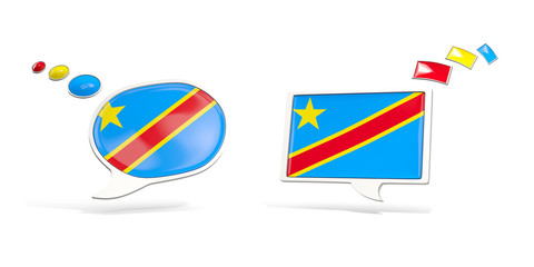 Two chat icons with flag of democratic republic of the congo
