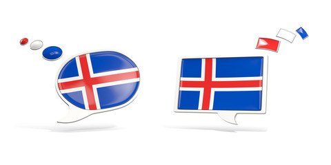 Two chat icons with flag of iceland