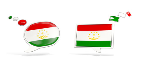 Two chat icons with flag of tajikistan
