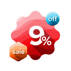 9% discount logo abstract colorful circles