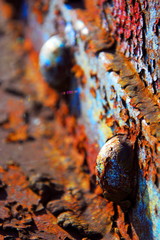 Fototapeta premium Detail of an old railway bridge over the Vltava River in Prague
