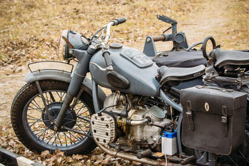 Old Vintage Motorcycle German troops