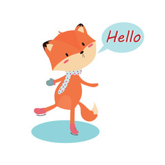 set face of cute foxes.Vector illustration