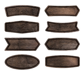 Wooden signboard isolated on white background, Objects with Clipping Paths for design work