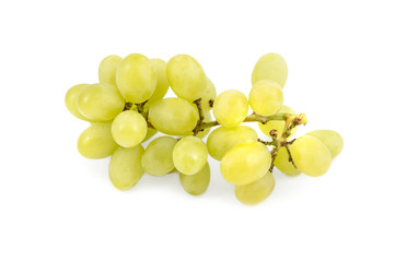 Green grape. Bunch with ripe berries of grapes on a white background.