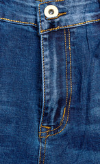 Front of jeans pants. Close up.