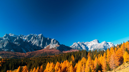 Autumn trekking in the alpine Pusteria valley