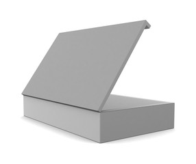 Naklejka premium Realistic white open box isolated on white background. 3d illustration