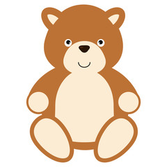 Teddy bear toy flat icon. Vector illustration.