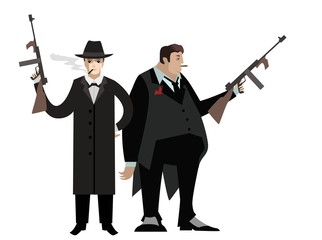 mafia mobster with machine gun