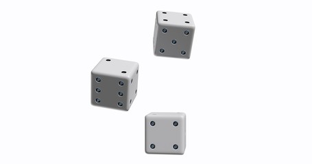 White dice on white background