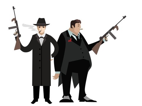 Mafia Mobster With Machine Gun