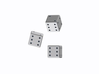White dice on white background