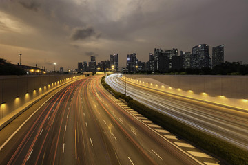 Marina Coastal Expressway and Skyline of Singapore
